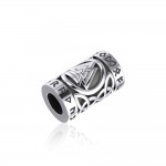 Norse Viking Valknut in Circle with Rune Symbol and Celtic Silver Bead