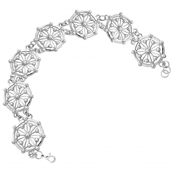 Round Tetragram Energy Symbol Silver Medallion Bracelet