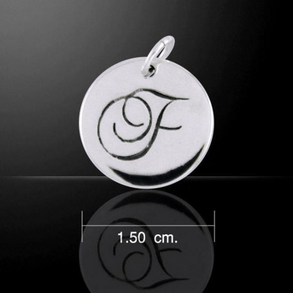 Letter F Silver Disc Charm