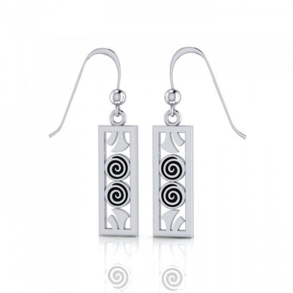 Celtic Knotwork Double Spiral Sterling Silver Dangle Earrings