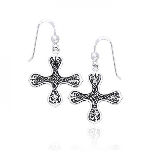 Celtic Cross of the Spirit Silver Earrings