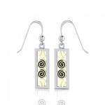 Art Deco Spiral Gold Accent Silver Earrings