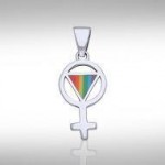 Female Symbol Rainbow Silver Pendant