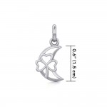 The Shamrock in Crescent Moon Silver Pendant