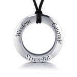 Wisdom Courage Strength Silver Pendant and Cord Set