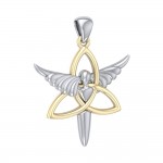 Trinity Knot Angel Silver and Gold Pendant