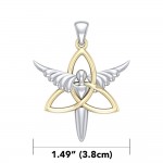 Trinity Knot Angel Silver and Gold Pendant