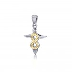 Limitless guidance ~ Sterling Silver Infinity Angel Pendant Jewelry with 14k Gold Accent