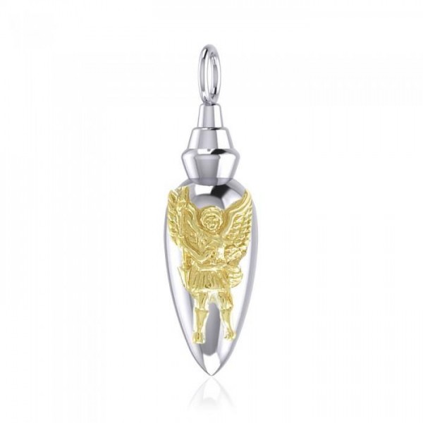 Archangel Michael Silver and Gold Vial Pendant