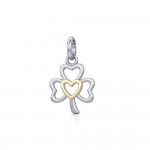 The Golden Heart in Shamrock Silver Pendant