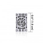 Om Symbol in Circle with Rune Symbol and Celtic Accented Silver Bead