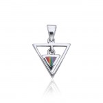 Rainbow Triangle in Triangle Silver Pendant