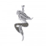The Goddess Mermaid Silver Pendant with Marcasite