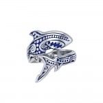Silver Aboriginal Blue Shark Spoon Ring