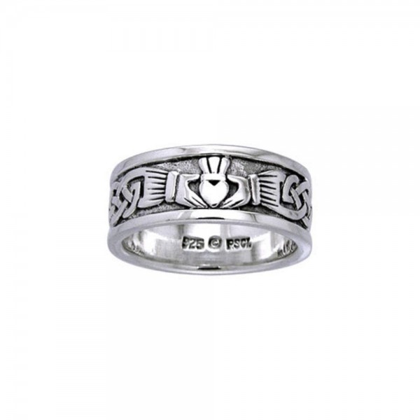 In a thousand years of love and eternity ~ Celtic Knotwork Claddagh Sterling Silver Ring