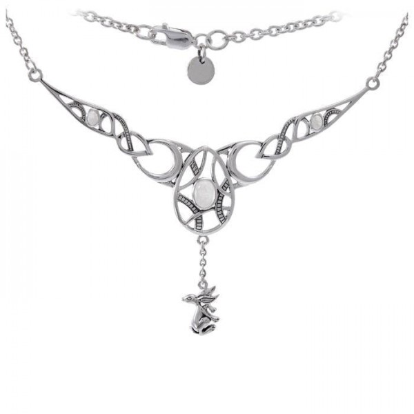 White Rabbit New Beginnings Goddess Ostara Silver Necklace