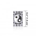 Yin Yang in Circle with Rune Symbol and Celtic Accented Silver Bead