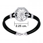 Symbole d’énergie tétragramme rond Bracelet en caoutchouc Médaillon d’argent