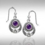 An inspirational love story for years ~ Celtic Knotwork Claddagh Sterling Silver Dangle Earrings Jewelry with Gemstone