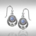 An inspirational love story for years ~ Celtic Knotwork Claddagh Sterling Silver Dangle Earrings Jewelry with Gemstone