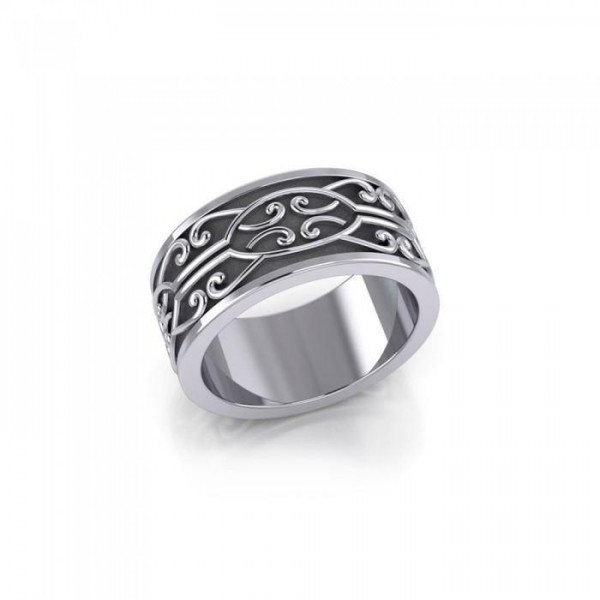 Celebrate the many journeys in the spiral of life ~ Modern Celtic Knotwork Spiral Sterling Silver Ring
