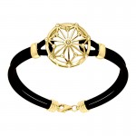 Symbole d’énergie tétragramme rond Plaque de vermeil d’or sur bracelet en caoutchouc médaillon d’argent