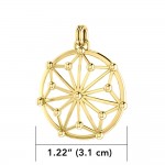 Symbole d’énergie tétragramme rond Plaque de vermeil d’or sur pendentif en argent