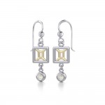 Gemini Zodiac Sign Silver and Gold Earrings Jewelry with Mother of Pearl