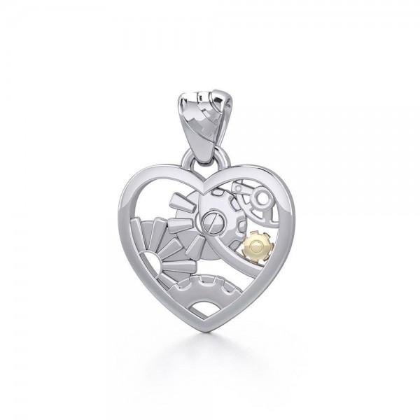 Heart Steampunk Sterling Silver Pendant