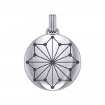 Round Tetragram Energy Symbol Silver Medallion Pendant