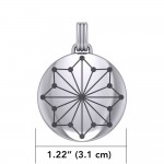 Round Tetragram Energy Symbol Silver Medallion Pendant