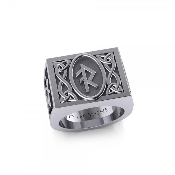 Le cinquième pouvoir de Rune Viking Silver Signet Men Ring