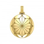 Symbole d’énergie tétragramme rond Plaque de vermeil d’or sur pendentif en médaillon d’argent