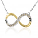 Valeur infinie ~ Argent sterling Infinity Symbol Collier Bijoux avec accent d’or et diamant