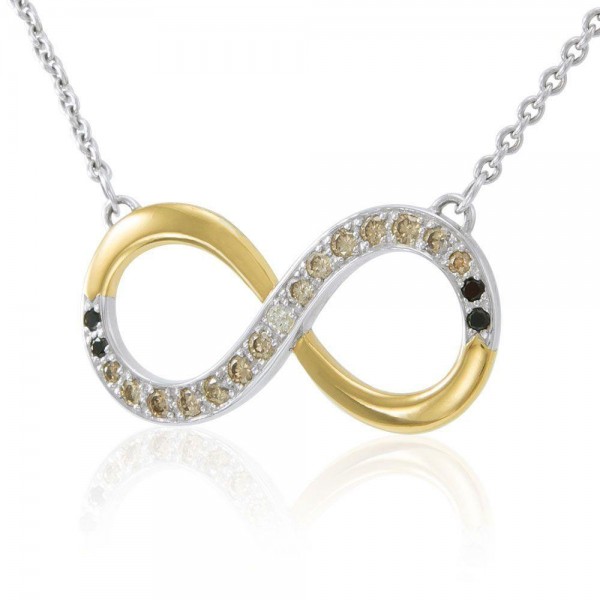 Endless worth ~ Sterling Silver Infinity Symbol Necklace Jewelry with Gold Accent and Diamond