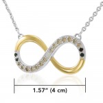 Valeur infinie ~ Argent sterling Infinity Symbol Collier Bijoux avec accent d’or et diamant