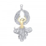 Majestic Phoenix Silver and Gold Pendant