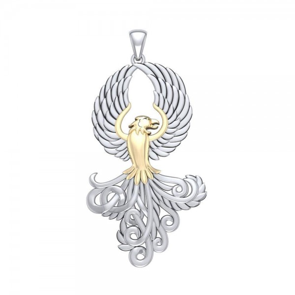 Majestic Phoenix Silver and Gold Pendant
