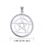 Round The Star with Crescent Moon Silver Pendant