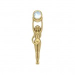 Solid Gold Goddess with Crescent Moon Pendant with Gem