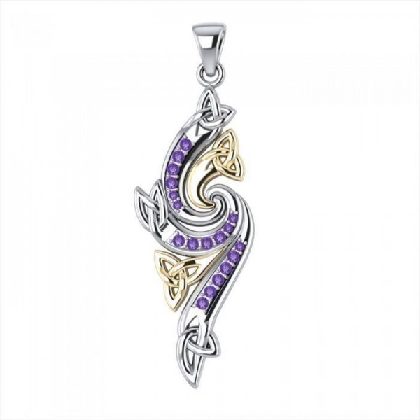Everything is part of a cycle just as the seasons are ~ Sterling Silver Celtic Triquetra Pendant Jewelry with 14k Gold and Gemstones