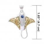 Celtic Manta Ray Sterling Silver and 14 K Gold  Pendant