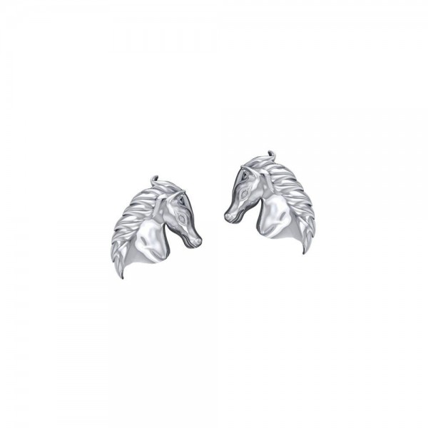 Equestrian Horse Silver Post Earrings