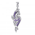 A meaningful elegance of the Trinity ~ Sterling Silver Celtic Triquetra Pendant Jewelry with Gemstone