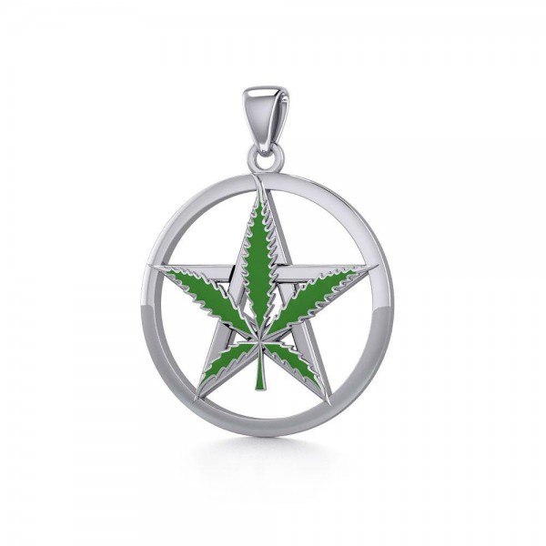 Oberon Zell Greenleaf Pentagram Silver Pendant with Enamel