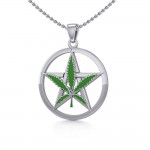 Oberon Zell Greenleaf Pentagram Silver Pendant with Enamel