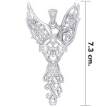 Phoenix Claddagh Cross Filigree Flower Silver Pendant