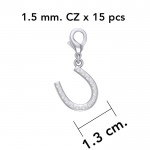 Horseshoe with Gems Silver Clip Charm
