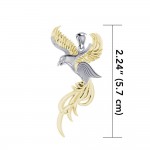 Soar to the Heavens Flying Phoenix Silver and Gold Pendant