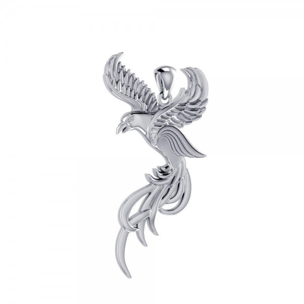 Soar to the Heavens Flying Phoenix Sterling Silver Pendant